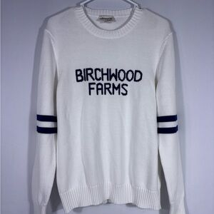 Ellsworth + Ivey White and Navy “Birchwood Farms” Sweater Size XL